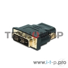 Переходник Cablexpert HDMI-DVI 19F/19M золотые разъемы, пакет, черный