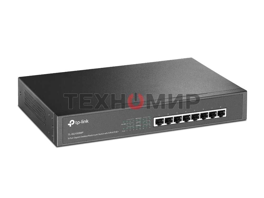 Коммутатор TP-Link TL-SG1008MP 8-портовый настольный/монтируемый в стойку гигабитный коммутатор с 8 портами PoE+
