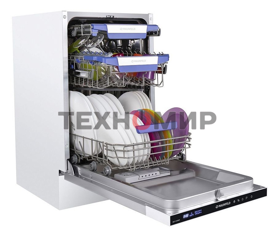 Встраиваемая посудомоечная машина Maunfeld MLP-08IMR, белый/черный, 44.5 см, 10 компл., 47 дБ, класс A++