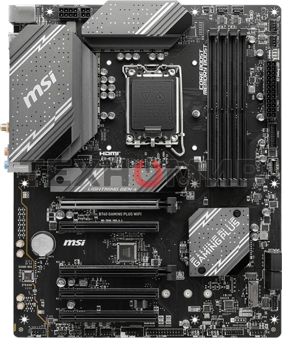 Материнская плата MSI B760 GAMING PLUS WIFI, LGA 1700, Intel B760, 4xDDR5, 4xSATA, 2xM.2, 1xPCI-E 4.0 x16, 3xPCI-E 3.0 x1, 1xDP, 1xHDMI, 1x 2.5Gb LAN, 2xUSB-A 3.2 Gen 2, 4xUSB 2.0, 5x3.5 мм, 7.1, Standard-ATX