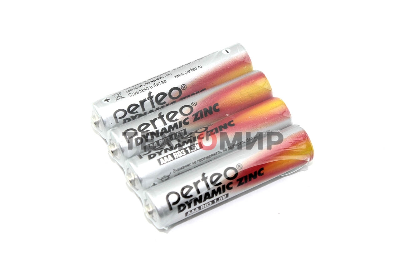 Батарейка Perfeo R03 (ААА) SR4 4шт. марганцево-цинковые(солевые)