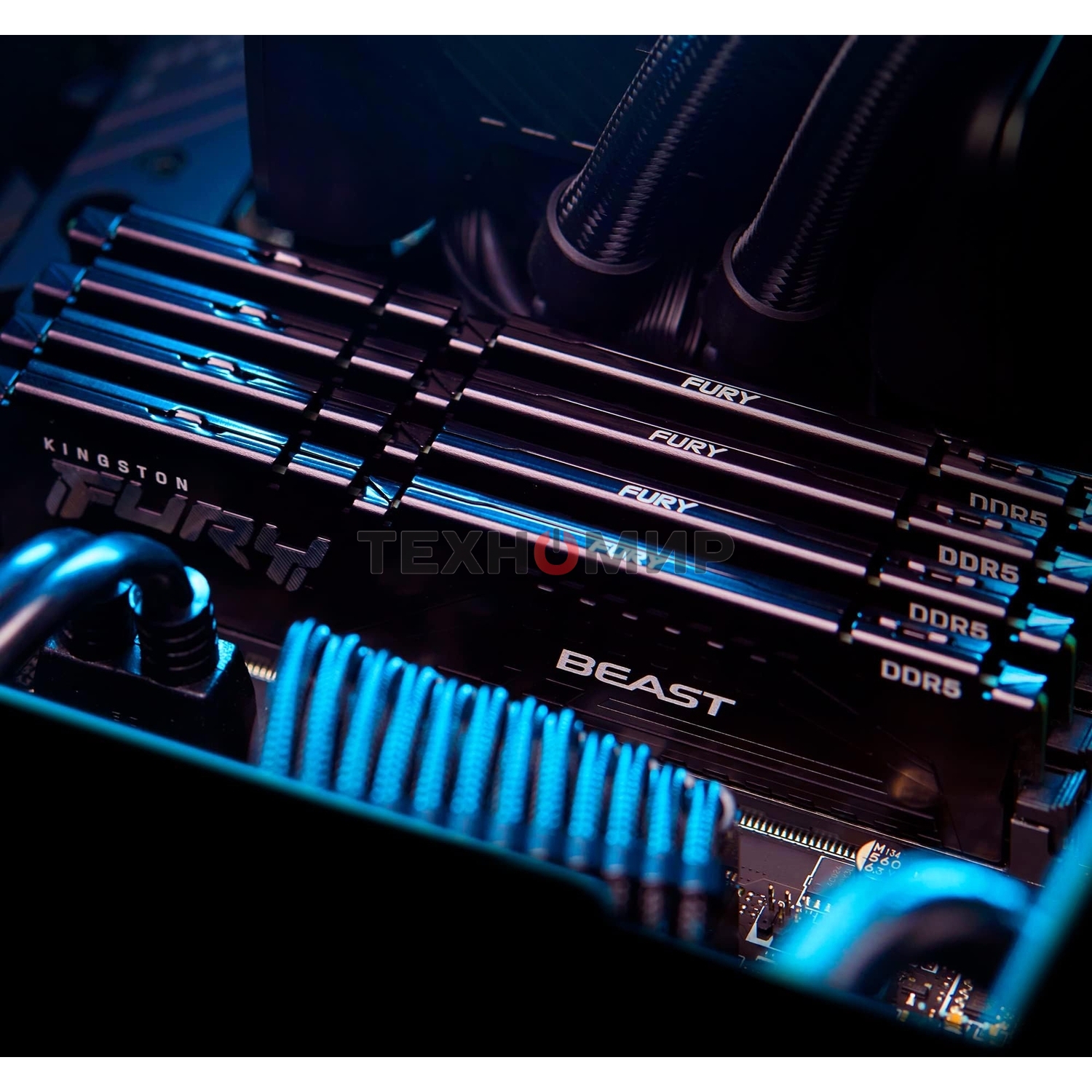 Оперативная память Kingston Fury Beast, DDR5, 32Gb (2x16Gb), 6400MHz, CL32, DIMM, с радиатором, черный