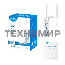Повторитель беспроводного сигнала Cudy RE1200 AC1200 10/100BASE-TX/Wi-Fi белый