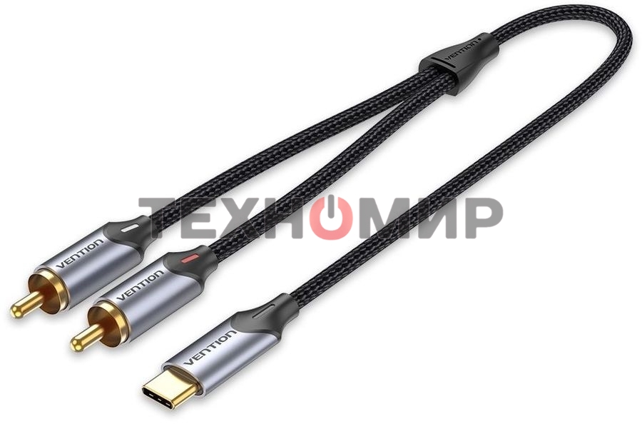 Переходник-разветвитель Vention гибкий USB-C M/2RCA M - 1.5м