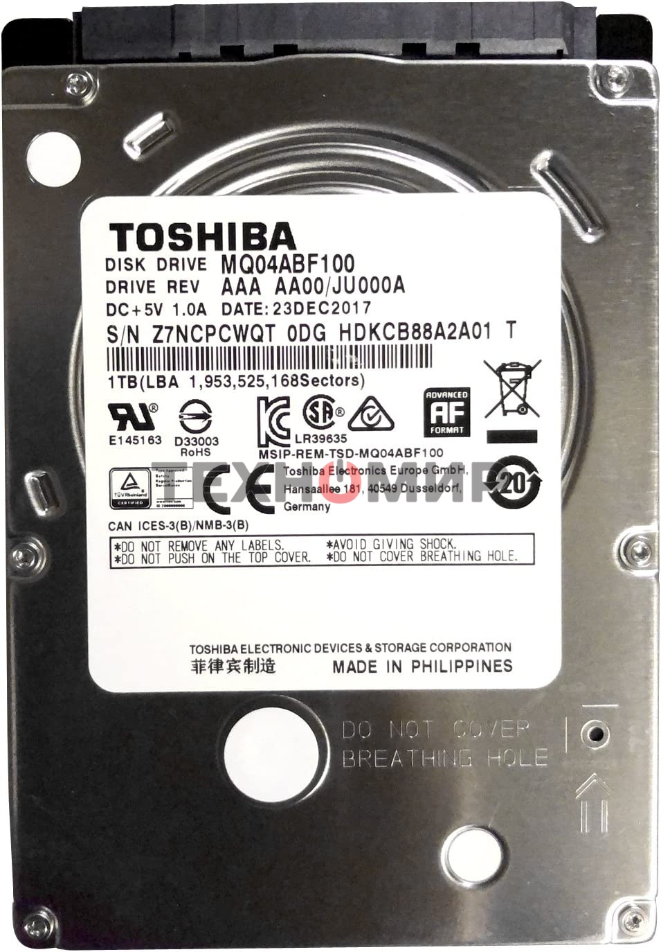 Жесткий диск Toshiba 1Tb 5400rpm MQ04ABF100 128Mb 2.5