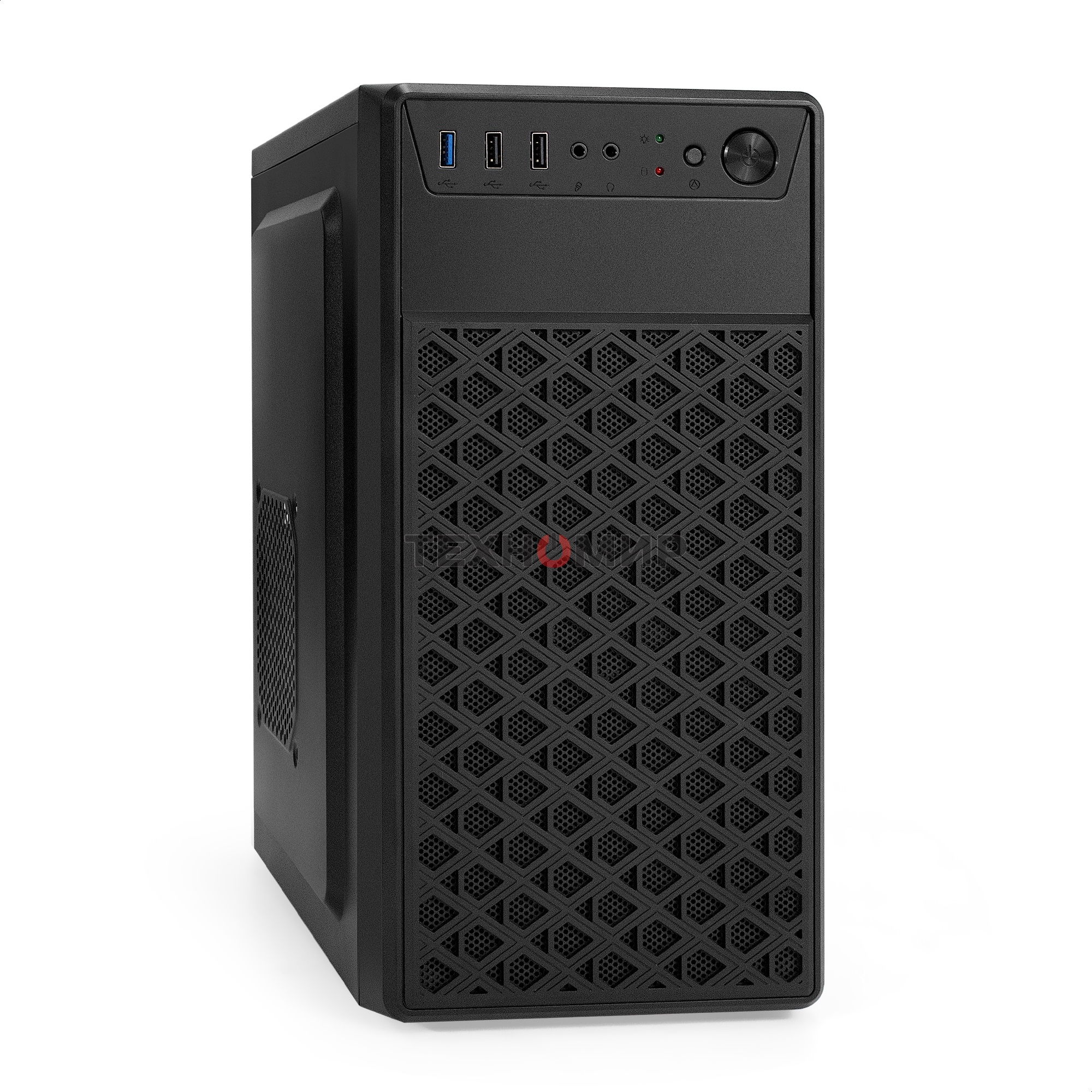 Компьютерный корпус Minitower ExeGate mEVO-7803-XP450 (mATX, БП XP450 с вент. 12см, 2*USB+1*USB 3.0, HD аудио, черный, 2 вент. 12см с RGb подсветкой)