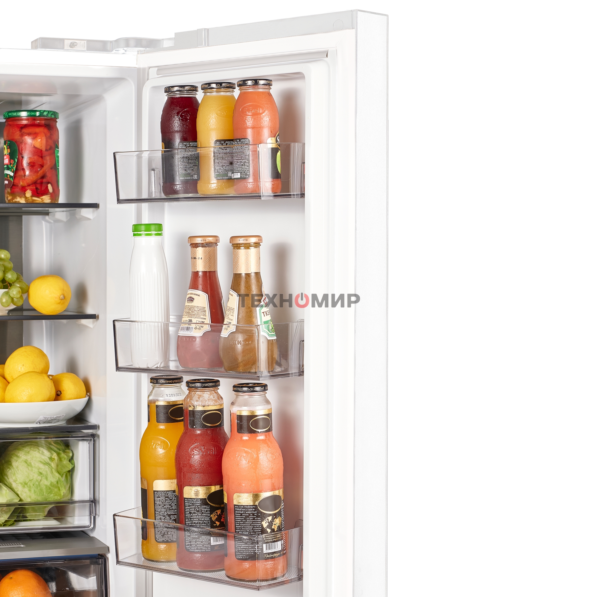 Холодильник Maunfeld MFF183NFWE белый трехкамерный инвертор 270/135л морозилка снизу, Total NoFrost, Side by Side