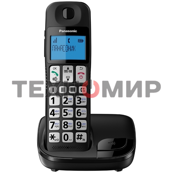 Телефон беспроводной (DECT) Panasonic KX-TGE110RUB черный АОН
