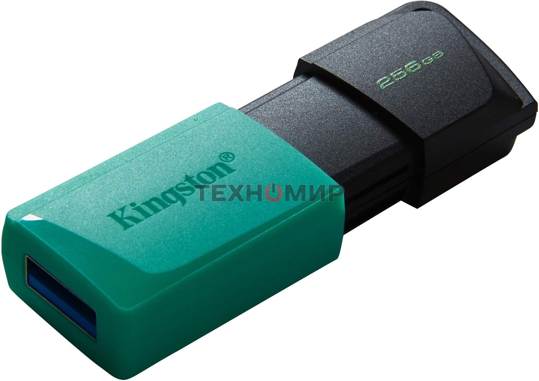 Флешка USB Kingston DataTraveler Exodia М (DTXM/256Gb), 256Gb, USB 3.2 Gen 1, R/W 150/60, черный/бирюзовый