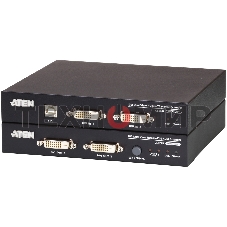 Удлинитель, KVM USB 2xDVI Single Link+AUDIO+RS232, 100 м., 1xUTP, макс.разр.1920х1200 60Hz 90м Cat5e;100м Cat6/6a/1080p 100м HDBaseT;1920x1200 150м cat6/6a LongReach HDBaseT, 2xDVI-D+2MINIJACK+DB9+USB B>3xUSB A, бп 220> 5V, ATEN CE624-AT-G