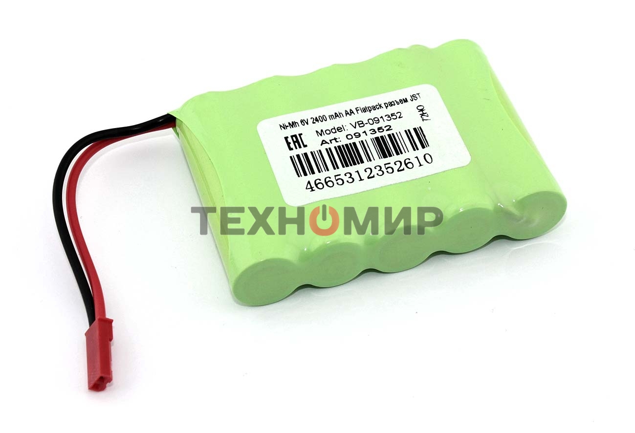 Аккумулятор Ni-Mh 6V 2400 mAh AA Flatpack разъем JST