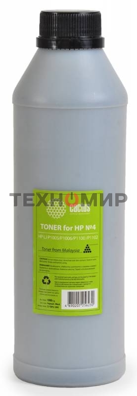 Тонер для принтера Cactus CS-THP4-1000 черный (флакон 1000гр) HP LJ P1005/P1006/P1100/P1102