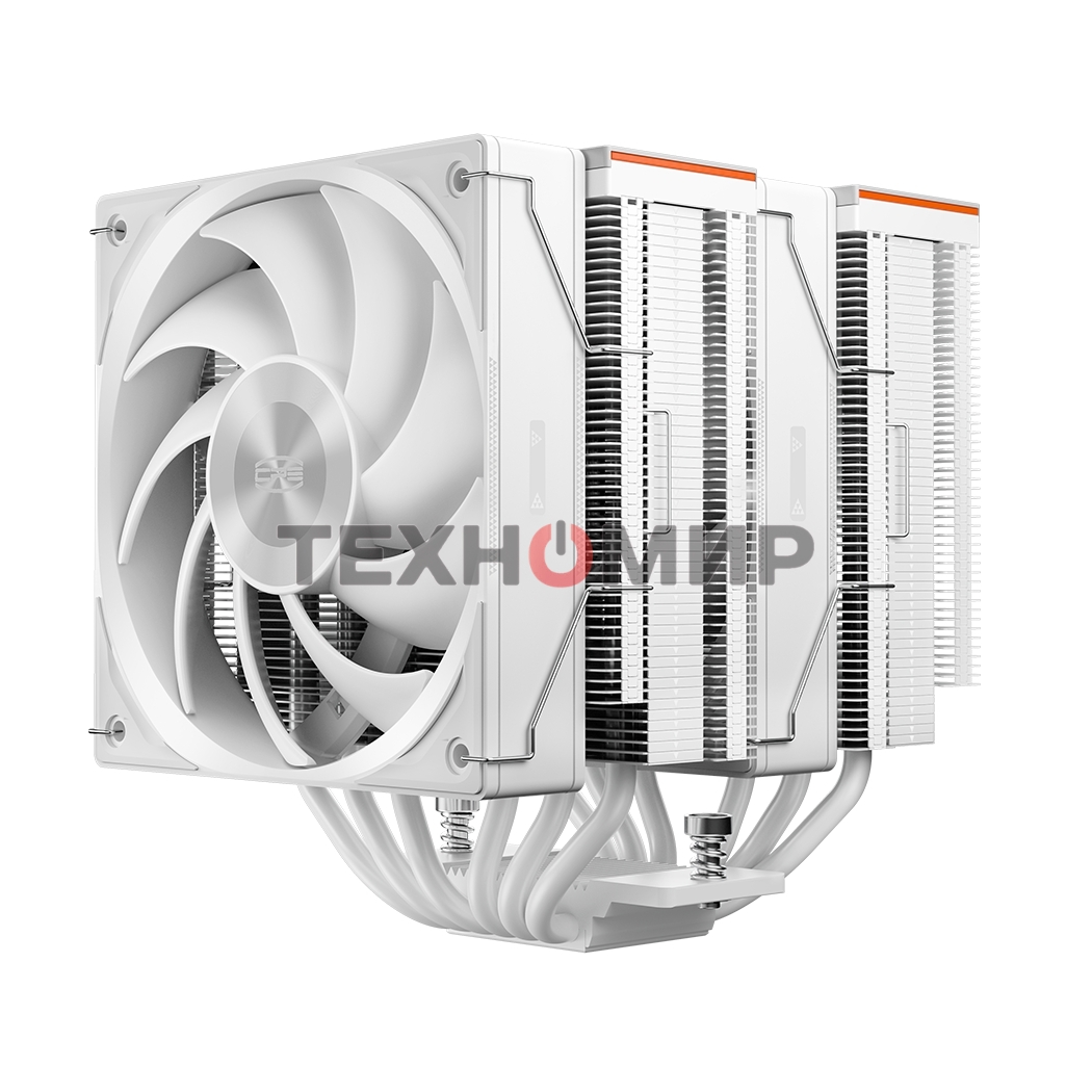 Кулер для процессора PCCooler RZ620 WH (260W, 4-pin PWM, 158мм, Al/Cu, 6x6мм, 2x120мм, 86.73CFM, 32dBA, 1800RPM, S: 1851/1700/1200/115X, AM5/AM4, белый)