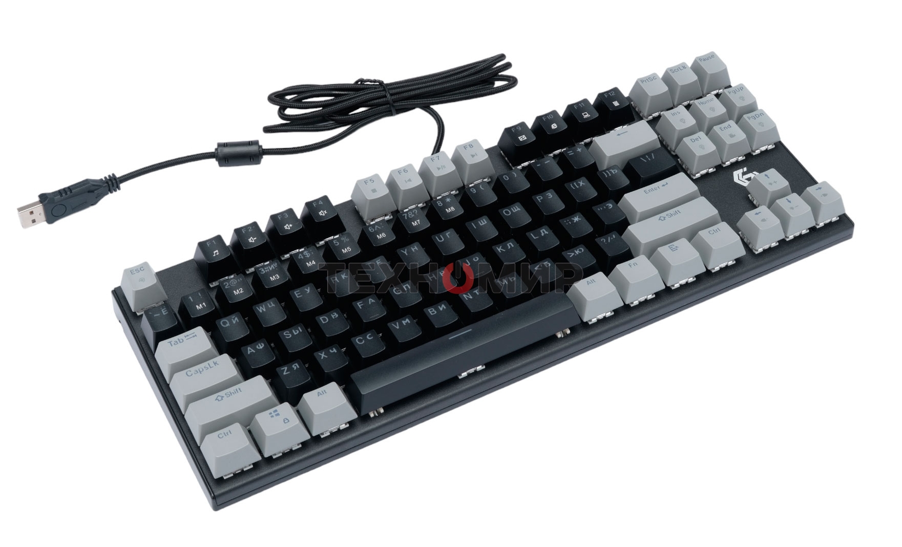 Клавиатура проводная механическая Gembird KB-G600-1, 87кл, Rainbow, коричн.свитчи, 1.8м, черная