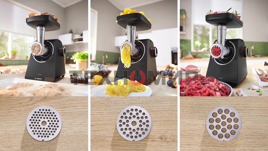 Мясорубка электрическая Bosch MFWS440B черный, 1900 Вт, 2.5 кг/мин, реверс, защита от перегрузки, насадки - 7