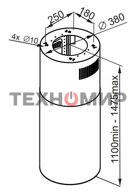 Вытяжка островная Maunfeld Lee Isla 39 нержавеющая сталь, 38 см, 1000 куб. м/ч, 52 дБ