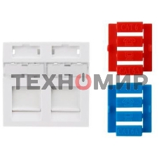 Вставка в розеточную панель Hyperline,keystone, 45х45 мм (ВхШ), плоская, шторки, белый (SIP3-2K-M45-45)