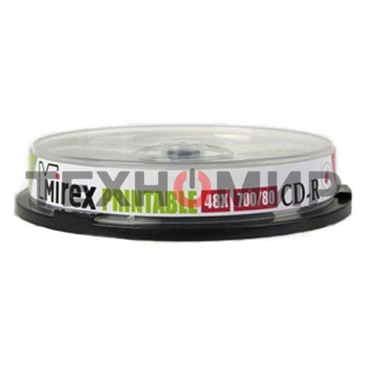 Диск CD-R Mirex 700 Mb, 48х, Cake Box (10), Ink Printable (10/300)