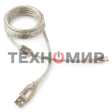 Кабель Cablexpert USB2.0 Pro, AM/microBM, 1,8м, экран, феррит.кольцо, прозрачны (CCP-mUSB2-AMBM-6-TR)
