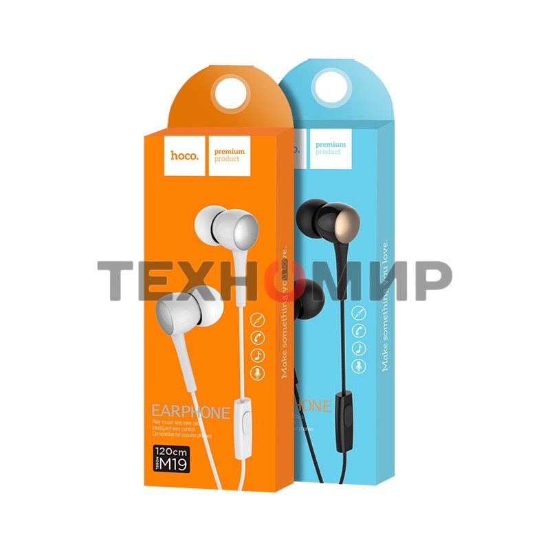 Наушники проводные-вставки с микрофоном Hoco M19 черный