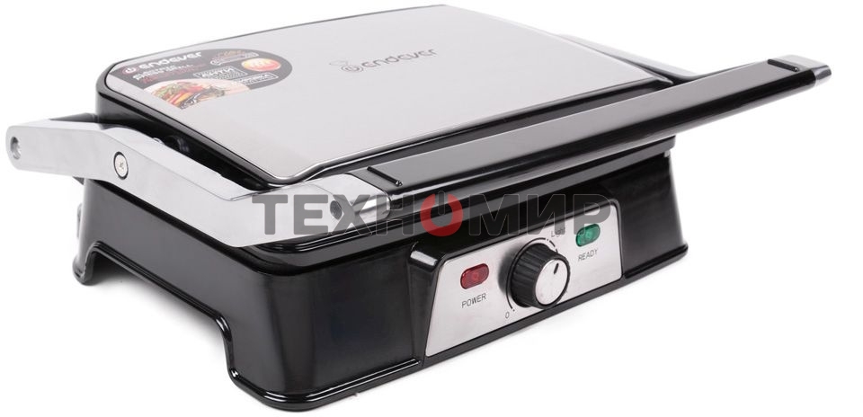 Гриль-пресс электрический Endever Grillmaster 220, серебристый/черный