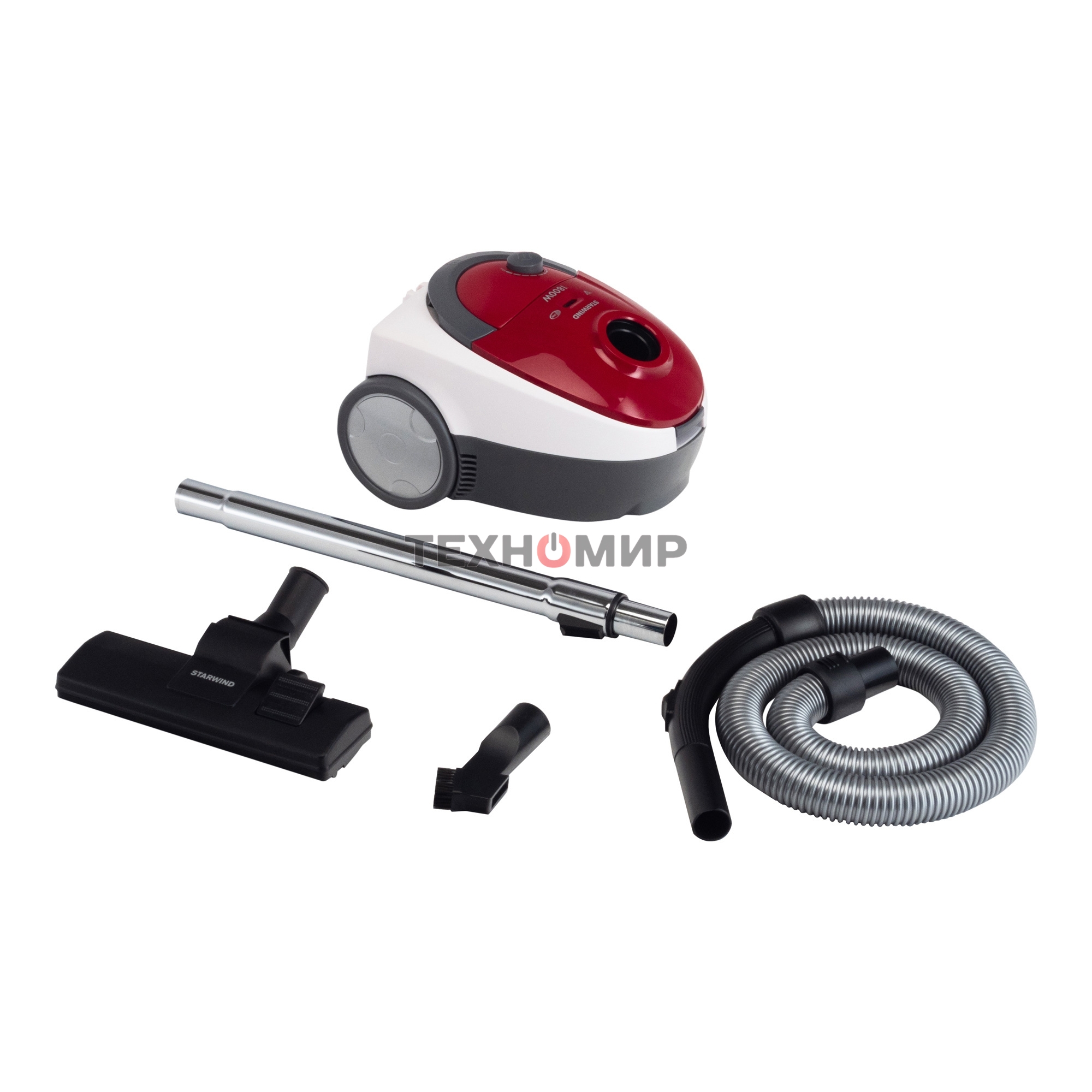 Пылесос Starwind SCB1114 красный/белый, 300/1800 Вт, уборка сухая, пылесборник мешок 2 л