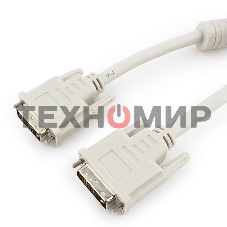 Кабель DVI-D dual link Gembird/Cablexpert CC-DVI2-6C, 25M/25M, 1.8м, экран, феррит.кольца, пакет