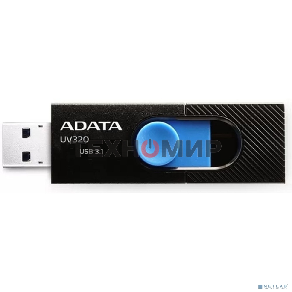 Флешка USB ADATA UV320 (AUV320-64G-RBKBL), 64Gb, USB 3.1, R/W 100/30, черный/синий