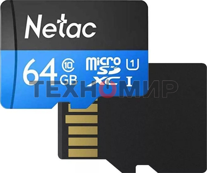 Флеш карта microSDHC 64Gb Netac P500 NT02P500STN-064G-S (без SD адаптера) 80Mb/s