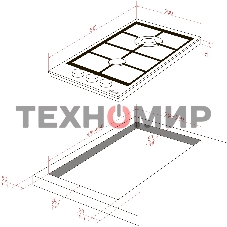 Газовая варочная панель Monsher MGG 33 Blanc, газ, High-Tech, 30 см, автоматический электроподжиг, газ-контроль, форсунки под сжиженый газ, SABAF конфорки, чугунные решетки, белый