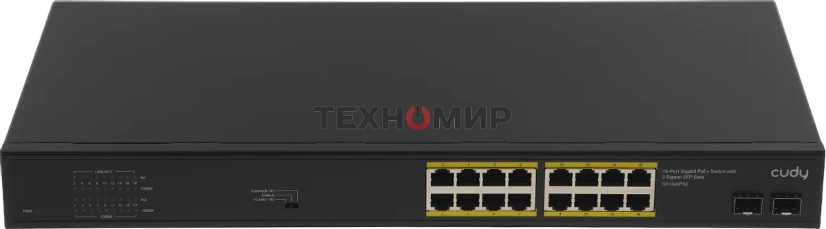 Коммутатор Cudy GS1020PS2 (L2) 16x1 Гбит/с 2SFP 16PoE+ 200W неуправляемый
