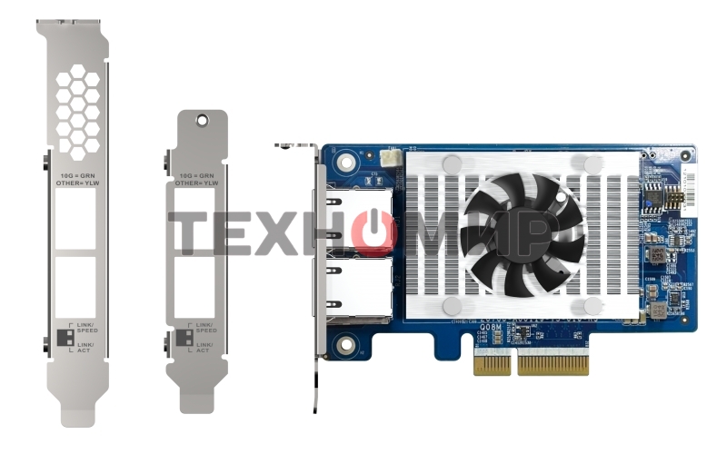 Сетевая карта QNAP QXG-10G2T-X710 LAN Expansion Card, PCIe Gen 3, Two 10GbE (10G/5G/2.5G/1G/100M)) Ports with SR-IOV and iSCSI, Block-based, Supports Multiple Virtual Disk Modes