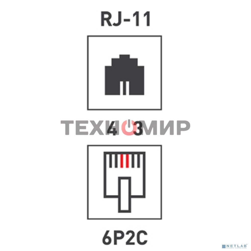 Розетка телефонная 1-м Proconnect RJ11 6P2C 03-0001-4