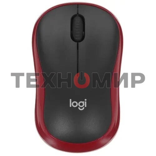 Мышь беспроводная Logitech M185, красный, 1000 dpi, радиоканал, USB, кнопки - 3