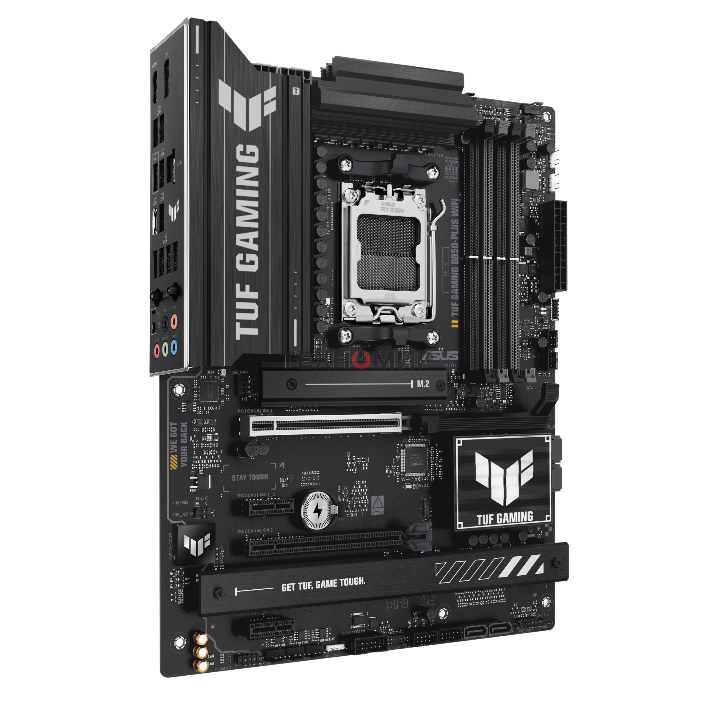 Материнская плата ASUS TUF GAMING B850-PLUS WIFI, Socket AM5, AMD B850, 4xDDR5, 4xSATA, 3xM.2, 1xPCIe 5.0 x16, 1xPCIe 4.0 x16, 2xPCIe 4.0 x1, 1xHDMI, 1xDP, 1x 2.5Gb LAN, Wi-Fi 7, 3xUSB-A 10Gbps, 4xUSB-A 5Gbps, 1xUSB-C 20Gbps, 2xUSB-A 2.0, 5x3.5 мм, 7.1, A