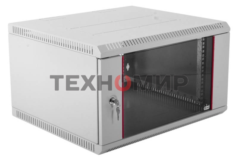 Шкаф телеком. настенный разборный 6U (600х520) дверь стекло (ШРН-Э-6.500) (1 коробка)