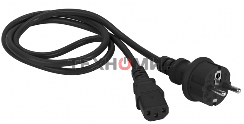 Шнур питания Lanmaster C13-Schuko, 3х0.75, 220В, 10А, черный, 1.8 метра