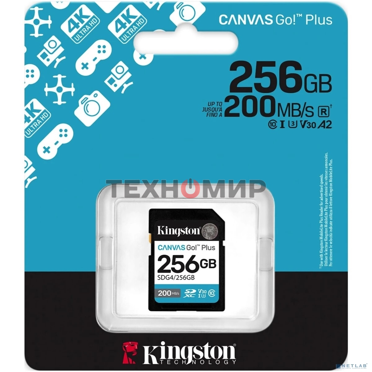Флеш карта SDXC 256Gb Kingston SDG4/256Gb Canvas Go! Plus V30