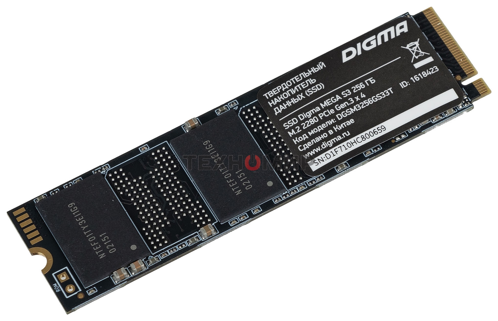 Накопитель SSD Digma Mega S3 DGSM3256GS33T, 256Gb, PCIe 3.0 x4, M.2 2280, NVMe, R/W 2040/1270