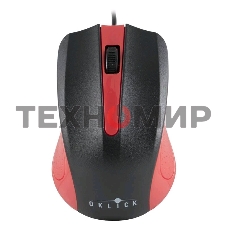 Мышь проводная Oklick 225M черный/красный, 1200 dpi, USB, кнопки - 3