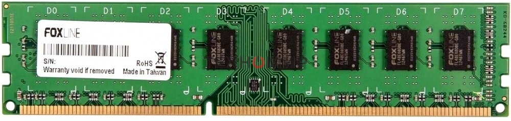 Оперативная память Foxline, DDR3, 4GB, (1x4 GB,), 1333 MHz, CL9, DIMM