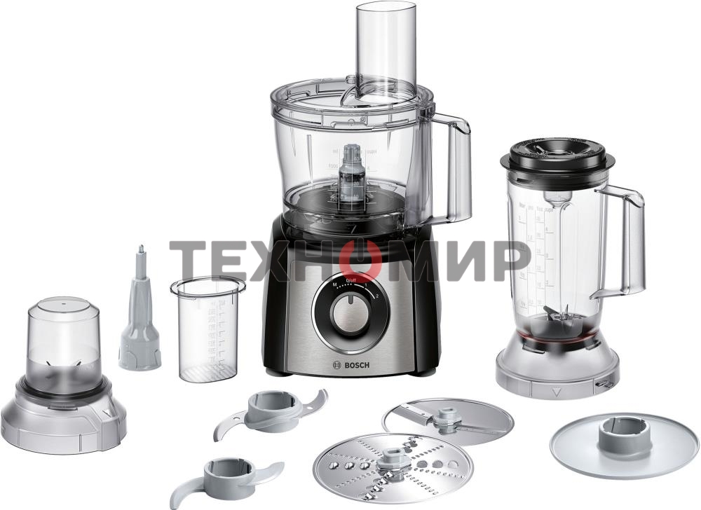 Кухонный комбайн Bosch MCM3501M 800 Вт, Скорости: 2, Блендер 1 л, Чаша 2.3 л, черный/серебристый