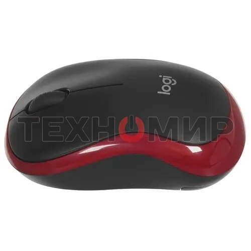 Мышь беспроводная Logitech M185, красный, 1000 dpi, радиоканал, USB, кнопки - 3