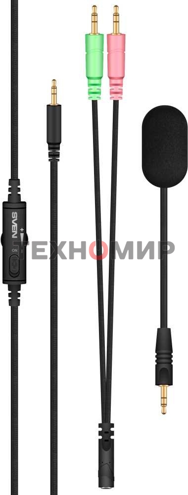 Гарнитура проводная игровая SVEN AP-G999MV с микрофоном серый (50 мм, мини-джек (стерео) O 3,5 мм (4 pin))