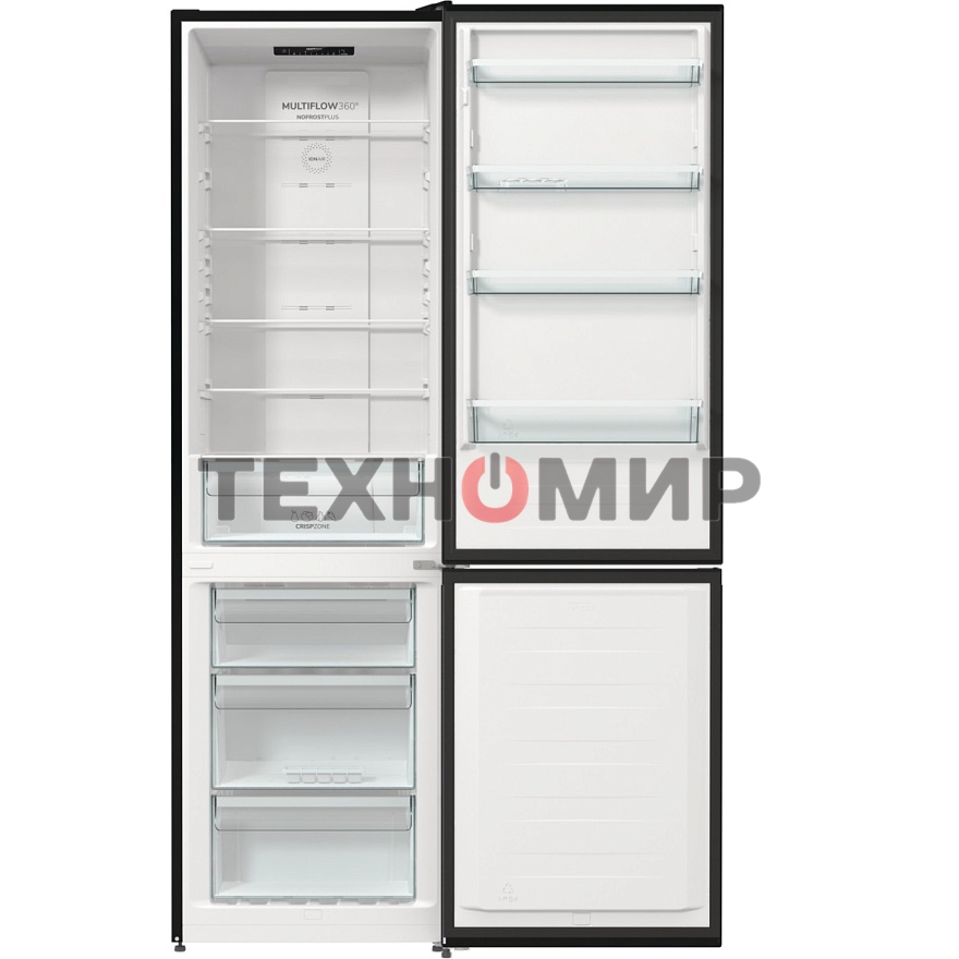 Холодильник Gorenje NRK6202EBXL4 черный матовый двухкамерный 235/96л морозилка снизу, No Frost