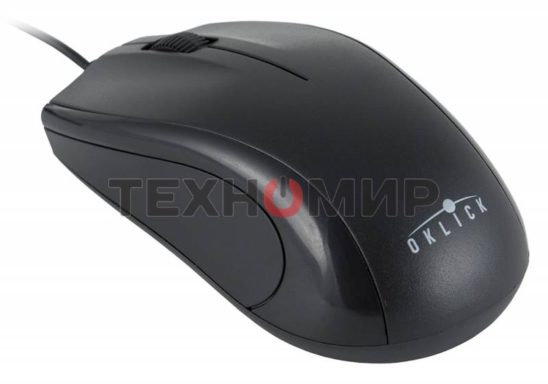 Мышь проводная Oklick 185M черный, 1200 dpi, USB, кнопки - 3