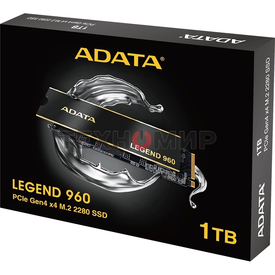 Накопитель SSD ADATA LEGEND 960, 1Tb, PCIe 4.0 x4, M.2 2280, NVMe, R/W 7400/6000, с радиатором