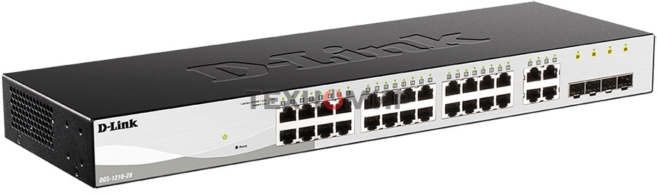 Коммутатор настраиваемый WebSmart с 24 портами 10/100/1000Base-T и 4 комбо-портами 100/1000Base-T/SFP D-Link DGS-1210-28/F3A
