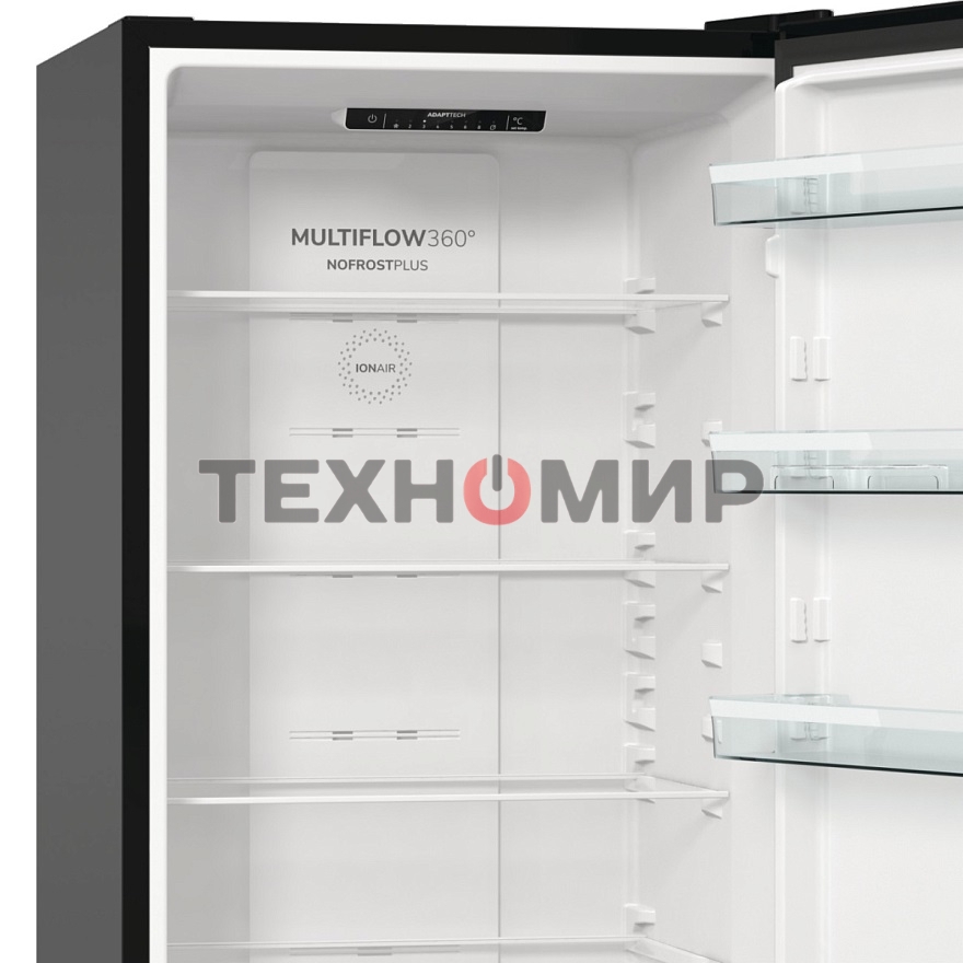 Холодильник Gorenje NRK6202EBXL4 черный матовый двухкамерный 235/96л морозилка снизу, No Frost