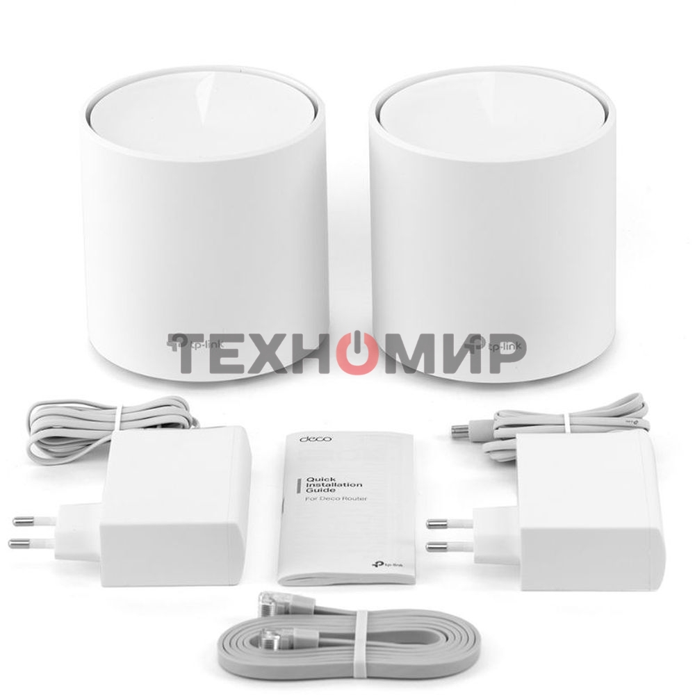 Система TP-Link Mesh AX3000 Whole Home Wi-Fi System, Wi-Fi 6, 2402Mbps (4 streams) at 5GHz and 574Mbps (2 streams) at 2.4GHz, 2 Gigabit ports of each unit, support OFDMA, MU-MIMO, 802.11k/v/r seamless roaming, support WPA3, HomecareTM system, easy setup a